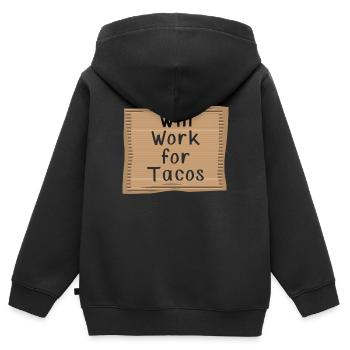Will work for Tacos - Kids Premium Organic Zip-up Hoodie - black - Back - AI Model Kid Male (0cm)