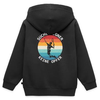 Tennis Suche Gegner Keine Opfer Tennisspieler - Kinder Premium Organic Zip Hoodie - Schwarz - Hinten - AI Model Kid Male (0cm)