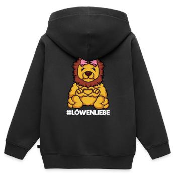Lion Amour Lion Maman Lion Coeur - Sweat Premium à capuche zippé enfant bio - noir - Dos - AI Model Kid Male (0cm)