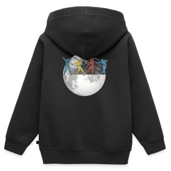 Astronaute Space Moon Space Retro - Sweat Premium à capuche zippé enfant bio - noir - Dos - AI Model Kid Male (0cm)