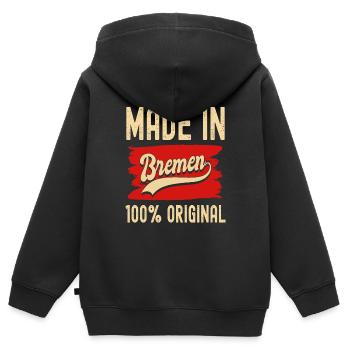 Bremen - Kinder Premium Organic Zip Hoodie - Schwarz - Hinten - AI Model Kid Male (0cm)