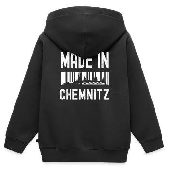 Chemnitz - Kinder Premium Organic Zip Hoodie - Schwarz - Hinten - AI Model Kid Male (0cm)