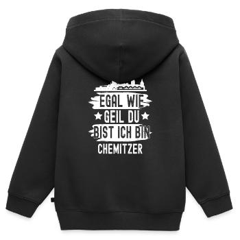 Chemnitz - Kinder Premium Organic Zip Hoodie - Schwarz - Hinten - AI Model Kid Male (0cm)