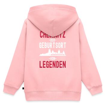 Chemnitz - Kinder Premium Organic Zip Hoodie - Rosa - Hinten - AI Model Kid Female (0cm)
