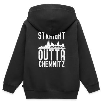 Chemnitz - Kinder Premium Organic Zip Hoodie - Schwarz - Hinten - AI Model Kid Male (0cm)
