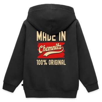 Chemnitz - Kinder Premium Organic Zip Hoodie - Schwarz - Hinten - AI Model Kid Male (0cm)