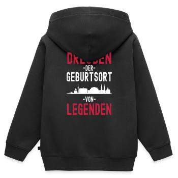 Dresden - Kinder Premium Organic Zip Hoodie - Schwarz - Hinten - AI Model Kid Male (0cm)