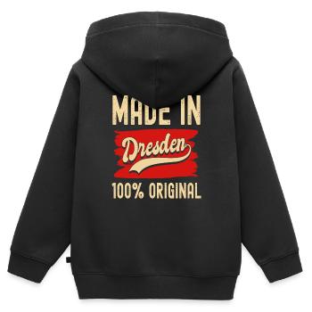 Dresden - Kinder Premium Organic Zip Hoodie - Schwarz - Hinten - AI Model Kid Male (0cm)