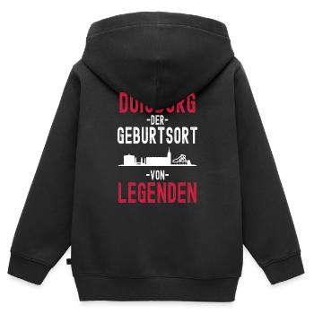 Duisburg - Kinder Premium Organic Zip Hoodie - Schwarz - Hinten - AI Model Kid Male (0cm)