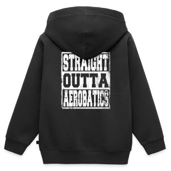 Voltige aérienne drôle - Sweat Premium à capuche zippé enfant bio - noir - Dos - AI Model Kid Male (0cm)
