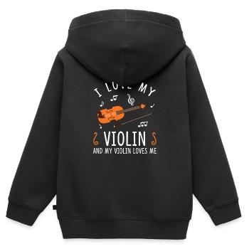 I Love My Violin And My Violin Loves Me - Kinder Premium Organic Zip Hoodie - Schwarz - Hinten - AI Model Kid Male (0cm)
