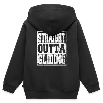 Gleiten Spruch lustig - Kinder Premium Organic Zip Hoodie - Schwarz - Hinten - AI Model Kid Male (0cm)