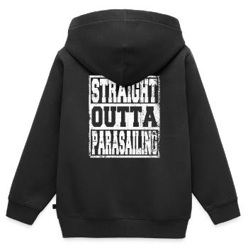 Parachute ascensionnel en disant drôle - Sweat Premium à capuche zippé enfant bio - noir - Dos - AI Model Kid Male (0cm)