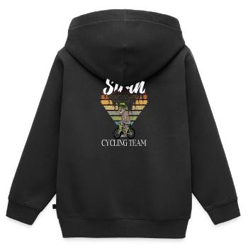 Faultier auf dem Fahrrad Cycling Team - Kinder Premium Organic Zip Hoodie - Schwarz - Hinten - AI Model Kid Male (0cm)