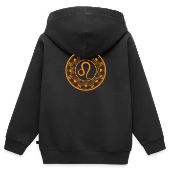 Zodiaque Lion Horoscope Astrologie - Sweat Premium à capuche zippé enfant bio - noir - Dos - AI Model Kid Male (0cm)