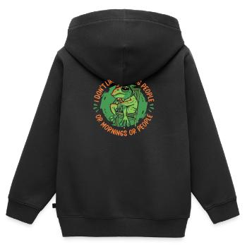 Grenouille Grenouilles Amphibien - Sweat Premium à capuche zippé enfant bio - noir - Dos - AI Model Kid Male (0cm)