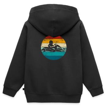 Go Kart Fahrer - Kartfahrer Wettrennen - Kinder Premium Organic Zip Hoodie - Schwarz - Hinten - AI Model Kid Male (0cm)