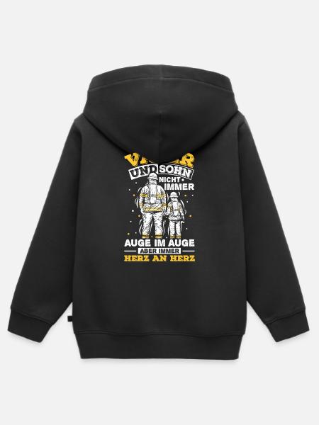 Feuerwehr Vater Sohn Partnerlook - Kinder Premium Organic Zip Hoodie - Schwarz