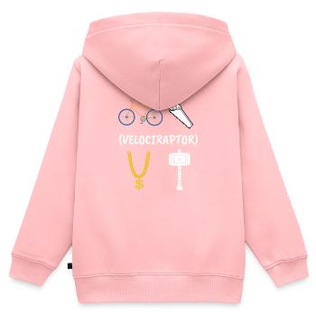 vélociraptor devinette humour - Sweat Premium à capuche zippé enfant bio - rose - Dos - AI Model Kid Female (0cm)