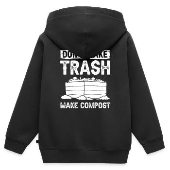 Kompostierung Kompost Wurm Abfall - Kinder Premium Organic Zip Hoodie - Schwarz - Hinten - AI Model Kid Male (0cm)