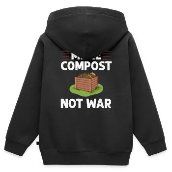 Kompostierung Kompost Wurm Abfall - Kinder Premium Organic Zip Hoodie - Schwarz - Hinten - AI Model Kid Male (0cm)