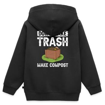 Kompostierung Kompost Wurm Abfall - Kinder Premium Organic Zip Hoodie - Schwarz - Hinten - AI Model Kid Male (0cm)