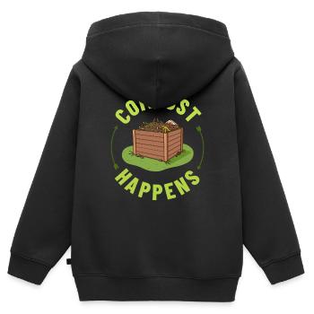 Kompostierung Kompost Wurm Abfall - Kinder Premium Organic Zip Hoodie - Schwarz - Hinten - AI Model Kid Male (0cm)