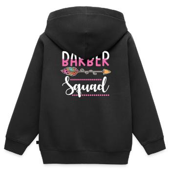 groupe de coiffeur - Sweat Premium à capuche zippé enfant bio - noir - Dos - AI Model Kid Male (0cm)