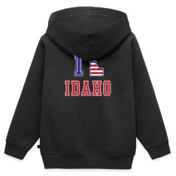 Idaho USA J’adore Albama - Sweat Premium à capuche zippé enfant bio - noir - Dos - AI Model Kid Male (0cm)
