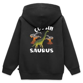 Cousin Wird Ein Cousin Saurus Dinosaurier - Kinder Premium Organic Zip Hoodie - Schwarz - Hinten - AI Model Kid Male (0cm)