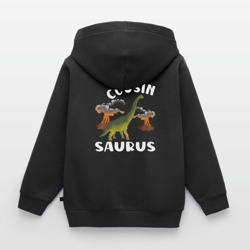 Cousin Wird Ein Cousin Saurus Dinosaurier Kinder Premium Organic Zip Hoodie