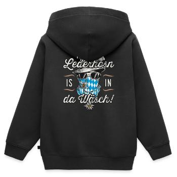 Trachten T-Shirt Herren Trachtenshirt - Kinder Premium Organic Zip Hoodie - Schwarz - Hinten - AI Model Kid Male (0cm)