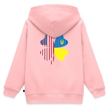 Ukraine Amerika Flagge Kleeblatt - Kinder Premium Organic Zip Hoodie - Rosa - Hinten - AI Model Kid Female (0cm)