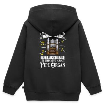 Orgue à tuyaux Orgue Piano Organiste Instrument - Sweat Premium à capuche zippé enfant bio - noir - Dos - AI Model Kid Male (0cm)