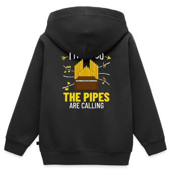 Orgue à tuyaux Orgue Piano Organiste Instrument - Sweat Premium à capuche zippé enfant bio - noir - Dos - AI Model Kid Male (0cm)