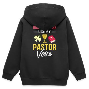 Pasteur Église Ministre Christ Spirituel Jésus - Sweat Premium à capuche zippé enfant bio - noir - Dos - AI Model Kid Male (0cm)