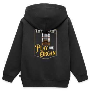 Orgue à tuyaux Orgue Piano Organiste Instrument - Sweat Premium à capuche zippé enfant bio - noir - Dos - AI Model Kid Male (0cm)