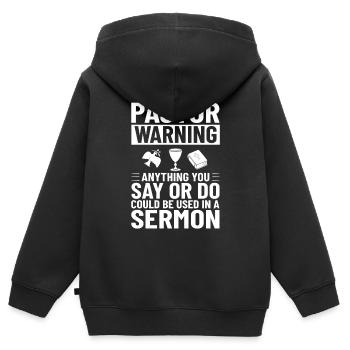 Pasteur Église Ministre Christ Spirituel Jésus - Sweat Premium à capuche zippé enfant bio - noir - Dos - AI Model Kid Male (0cm)