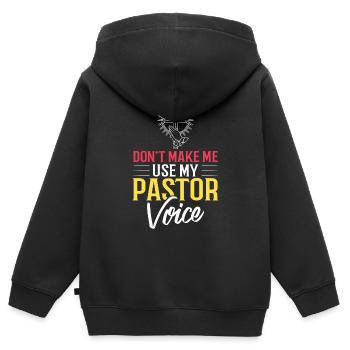 Pasteur Église Ministre Christ Spirituel Jésus - Sweat Premium à capuche zippé enfant bio - noir - Dos - AI Model Kid Male (0cm)