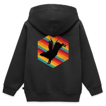 Wild West Western Rodeo Bull Riding Cowboy - Sweat Premium à capuche zippé enfant bio - noir - Dos - AI Model Kid Male (0cm)