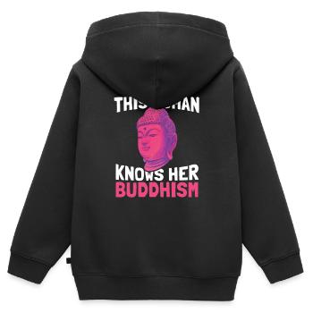 Bouddha Bouddhisme bouddhiste - Sweat Premium à capuche zippé enfant bio - noir - Dos - AI Model Kid Male (0cm)