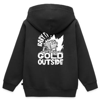 Mines d’or - Sweat Premium à capuche zippé enfant bio - noir - Dos - AI Model Kid Male (0cm)