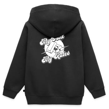 Mines d’or - Sweat Premium à capuche zippé enfant bio - noir - Dos - AI Model Kid Male (0cm)