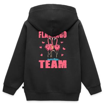 Flamingo Team - Kinder Premium Organic Zip Hoodie - Schwarz - Hinten - AI Model Kid Male (0cm)