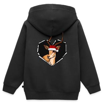 Antilope fissurée avec trou de capuchon de Noël - Sweat Premium à capuche zippé enfant bio - noir - Dos - AI Model Kid Male (0cm)