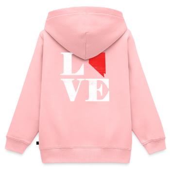 Fière Amérique Carte terrestre de l’État Amour Nevada - Sweat Premium à capuche zippé enfant bio - rose - Dos - AI Model Kid Female (0cm)