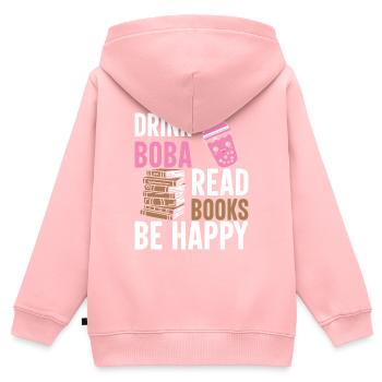 Bookaholic Life Powered By Tea Bubble Gifts Id - Kids Premium Organic Zip-up Hoodie - rose - Back - AI Model Kid Female (0cm)