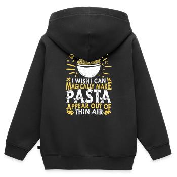 Pâtes Pâtes Plats Pâtes Spaghetti - Sweat Premium à capuche zippé enfant bio - noir - Dos - AI Model Kid Male (0cm)