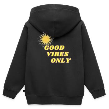 nur gute Laune! - Kinder Premium Organic Zip Hoodie - Schwarz - Hinten - AI Model Kid Male (0cm)