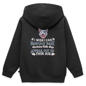 Chien de bœuf australien - Sweat Premium à capuche zippé enfant bio - noir - Dos - AI Model Kid Male (0cm)
